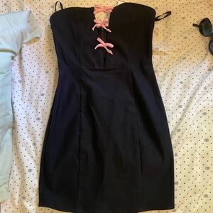 Motel Rocks Black and Pink Strapless Sheath Dress